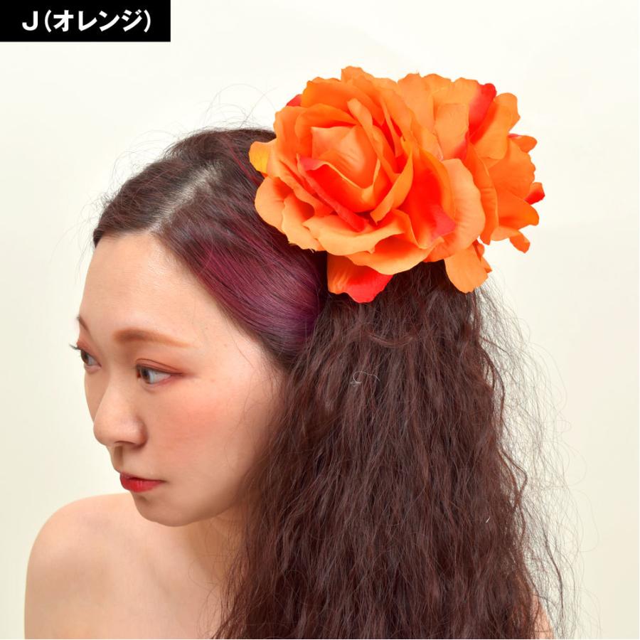 コサージュ 髪飾り 薔薇 大きい ヘアクリップ フラダンス 小物