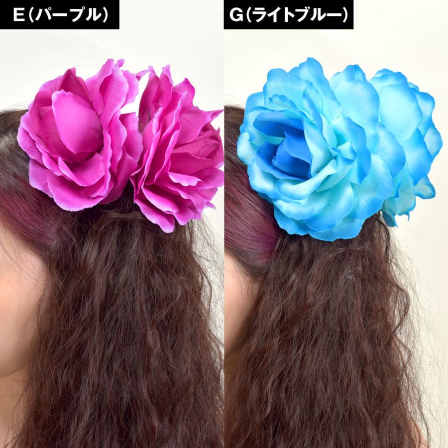 コサージュ 髪飾り 薔薇 大きい ヘアクリップ フラダンス 小物