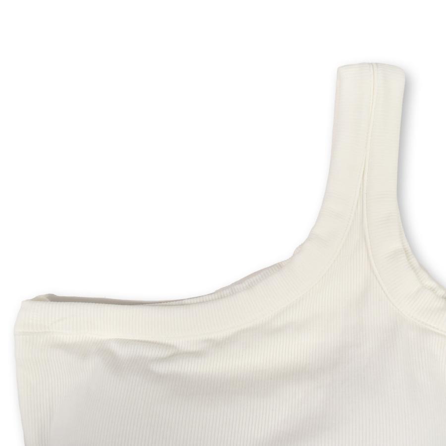 ワンショルダートップス カップ付き 一体型 ノンワイヤー リブ ワンショル フィットネス ヨガ ダンストップス/レディース/ストレッチ素材/黒 白/フリー EL59E02 |  | 07