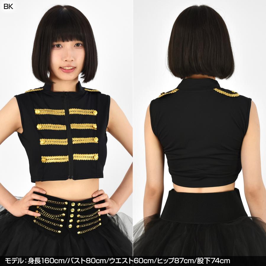ダンス 衣装 トップス ノースリーブナポレオンジャケット ヒップホップ