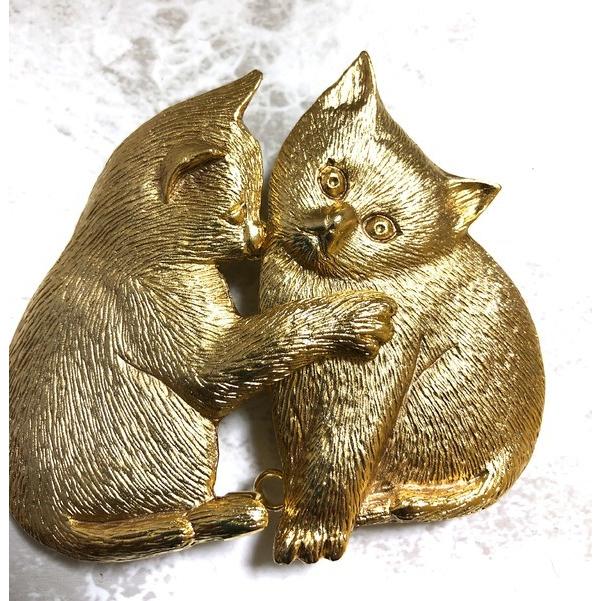 金銀 ベルト バックル ネコ ゴージャス ハンドメイド素材 4cmの