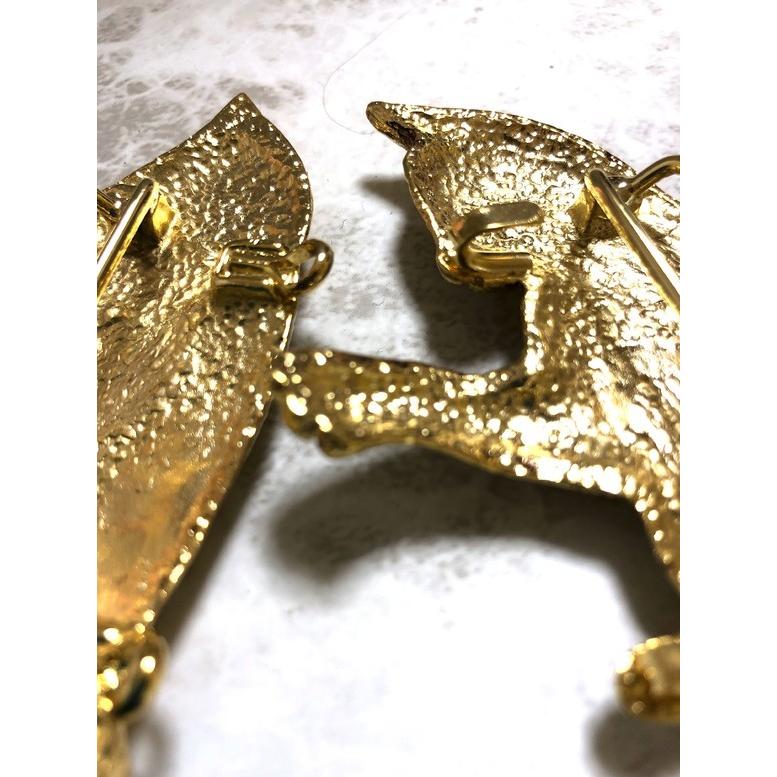 金銀 ベルト バックル ネコ ゴージャス ハンドメイド素材 4cmの