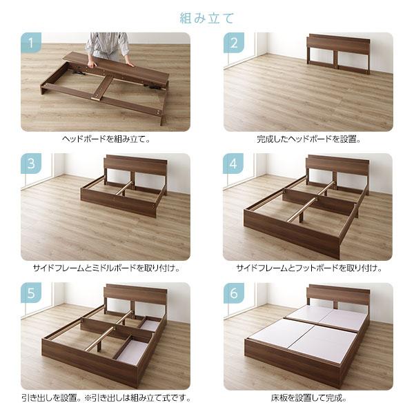 正規品 ベッド 収納付き 引き出し付き 木製 棚付き 宮付き コンセント付き シンプル モダン ブラウン ダブル ポケットコイルマットレス付き 【8702343528】(30786円)