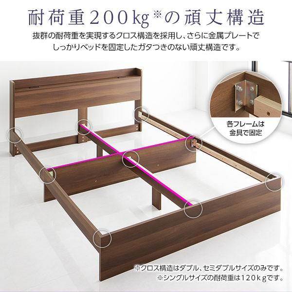 正規品 ベッド 収納付き 引き出し付き 木製 棚付き 宮付き コンセント付き シンプル モダン ブラウン ダブル ポケットコイルマットレス付き 【YW8006119753】(28323円)