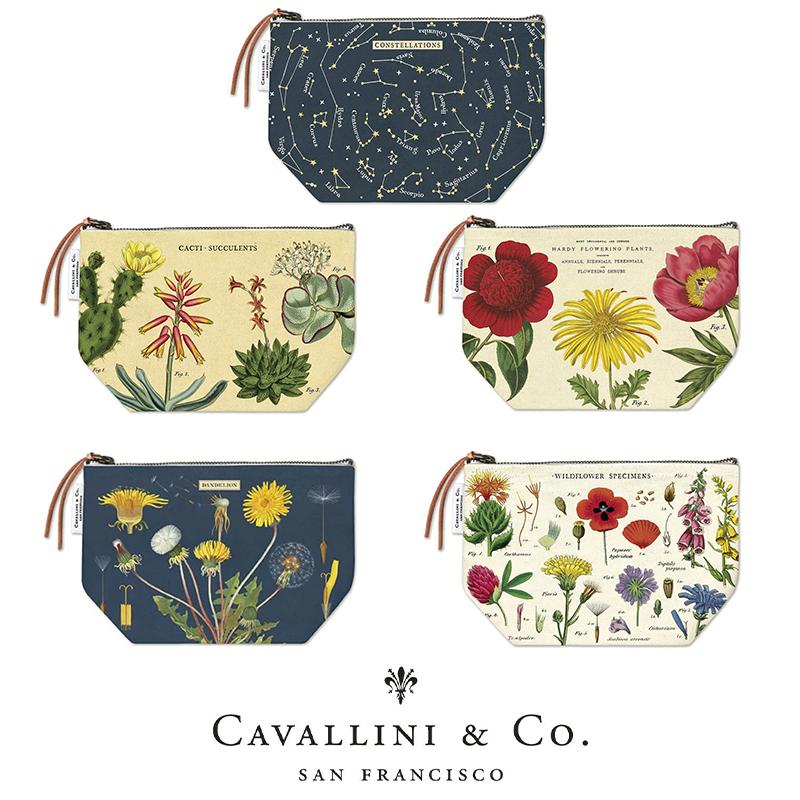 CAVALLINI & CO. 収納力が高いポーチ コットンキャンバス地にレトロで