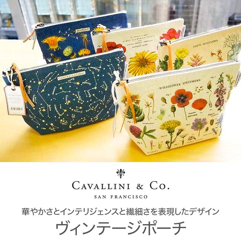 CAVALLINI & CO. 収納力が高いポーチ コットンキャンバス地にレトロで