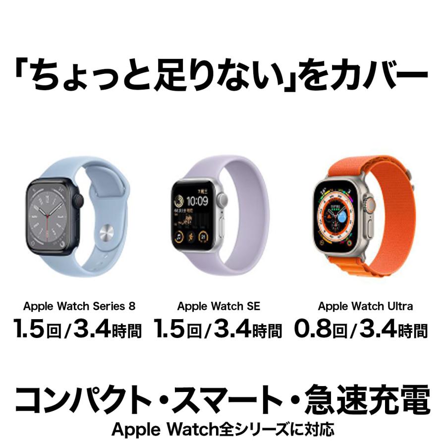 Apple Watch 充電器・ワイヤレスモバイルバッテリー 充電ケーブル一体型 コンパクト48g 磁気吸着 乗せるだけ急速充電 スタイリッシュ 日本初上陸｜hull-tsuhan｜07