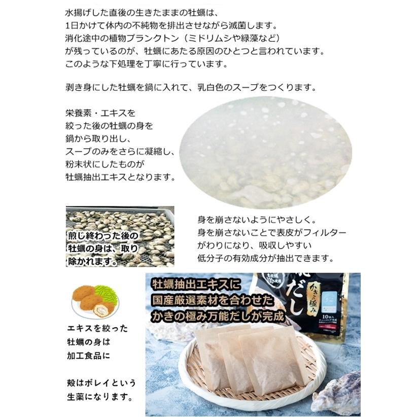 だし 調味料 時短 高級 料理 牡蠣 出汁 かきの極み 万能だし 10包3袋セット 国産 厳選素材 瀬戸内ブランド 栄養 タイパ コスパ ティーバッグ 送料無料｜hum｜09