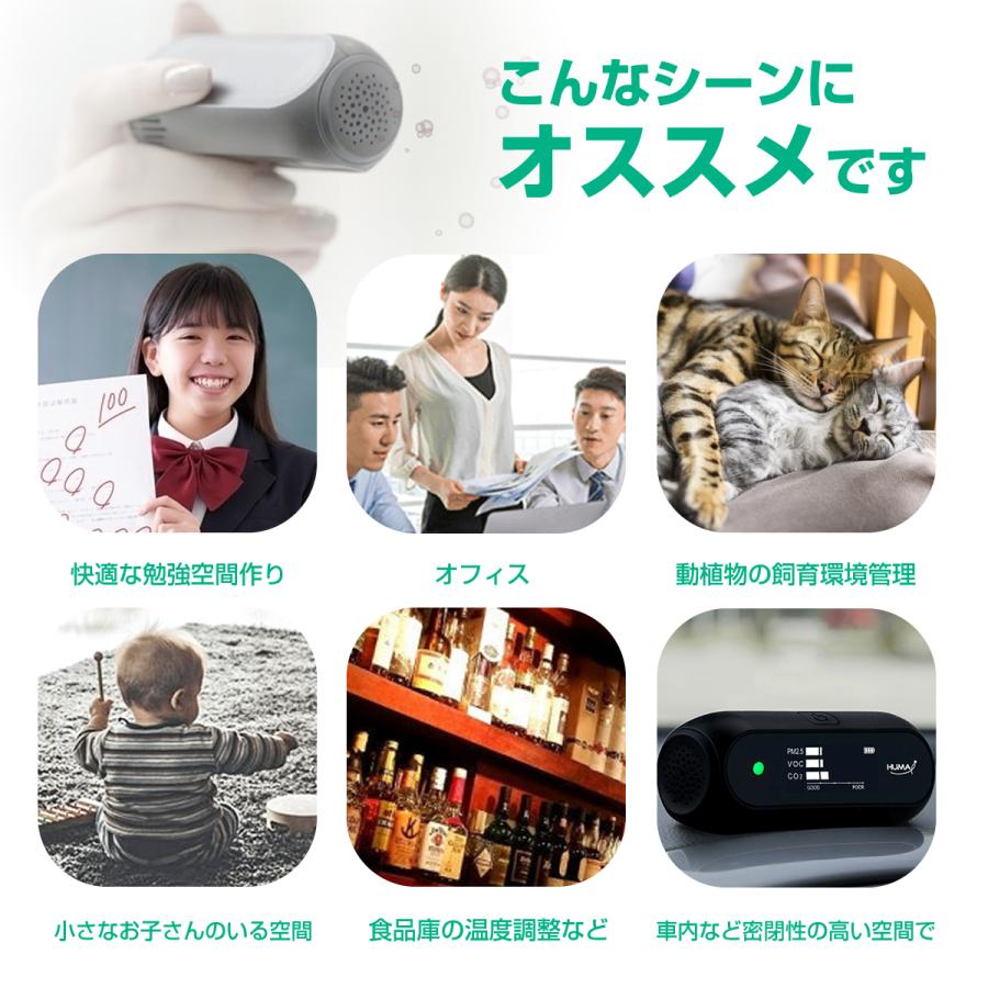 Huma-i ポータブル空気品質モニター いつでもどこでもCO2 VOC 粒子状