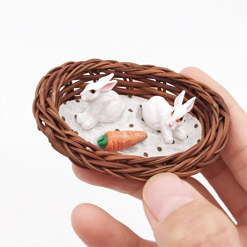 送料無料 ミニチュア 雑貨 かごのうさぎ ウサギ ドールハウス キット