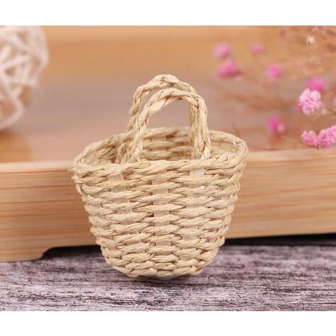 送料無料 ミニチュア 雑貨 編みかご ドールハウス キット カゴ 子供 籠