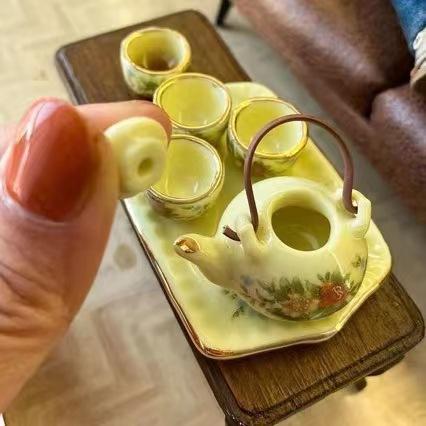 ミニチュア 雑貨 湯呑セット ドールハウス キット 急須 お茶セット
