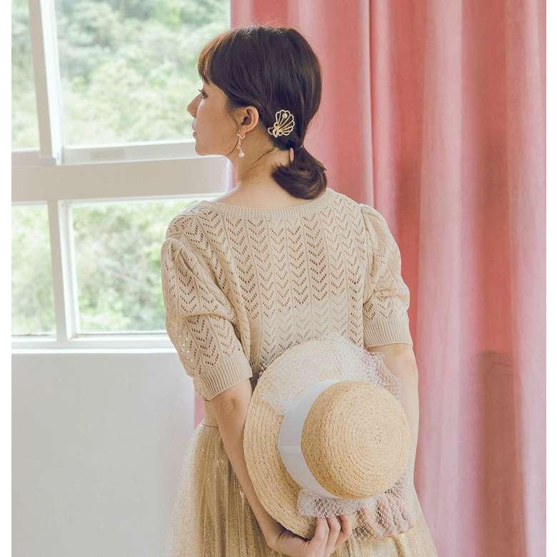 送料無料 ライン パール シェル ヘアクリップ 大人 可愛い 夏 バカンス