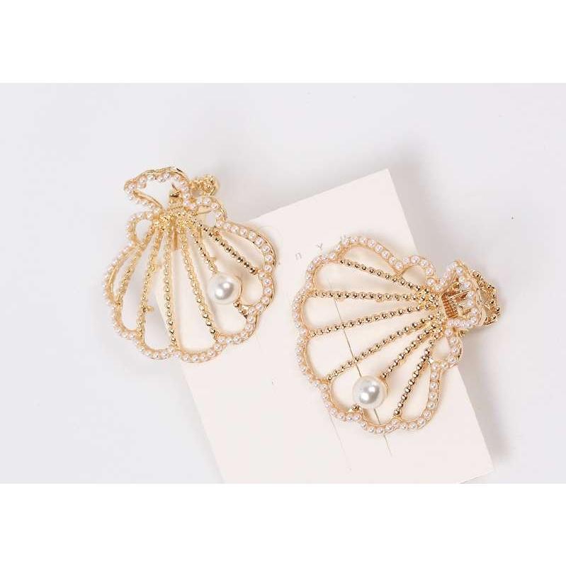 送料無料 ライン パール シェル ヘアクリップ 大人 可愛い 夏 バカンス