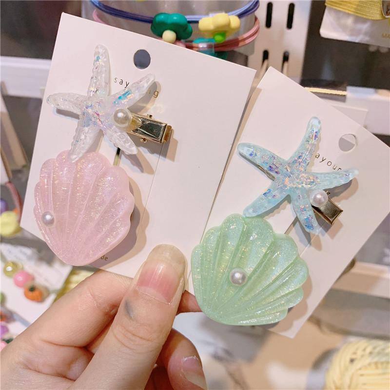 送料無料 カラー シェルスター アクリル ヘアクリップ セット 可愛い