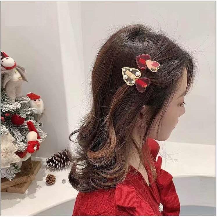 送料無料 赤い ハート の ハンドメイド 風 ヘアクリップ ユニーク