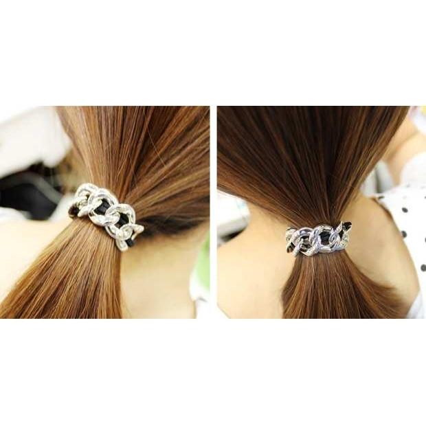 送料無料 ヘアゴム チェーンヘアゴム 鎖 ゴールドシ ルバー ヘアアクセ