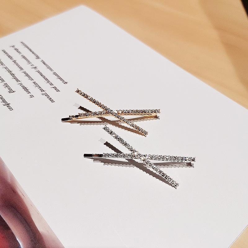 送料無料 クロス ヘアピン ラインストーン ヘアクリップ 髪飾り