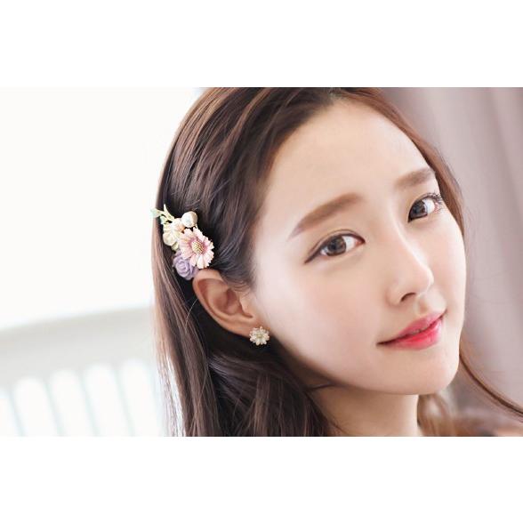 送料無料 ヘアクリップ フラワー メタル ヘアーアクセサリー パール 花