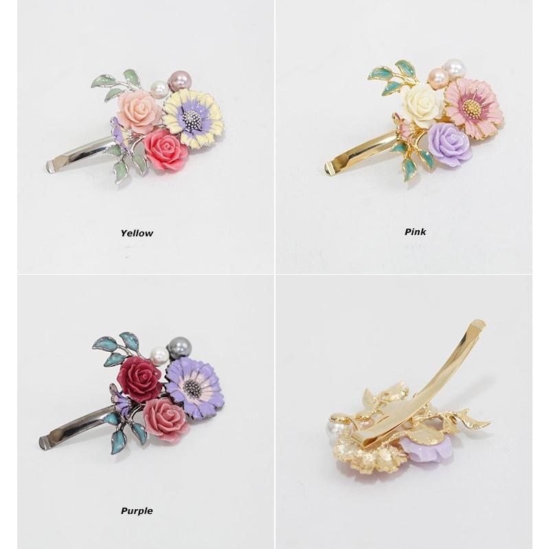 送料無料 ヘアクリップ フラワー メタル ヘアーアクセサリー パール 花