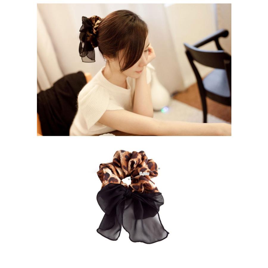 送料無料 シフォン シュシュ ヒョウ柄 レオパード ヘアゴム