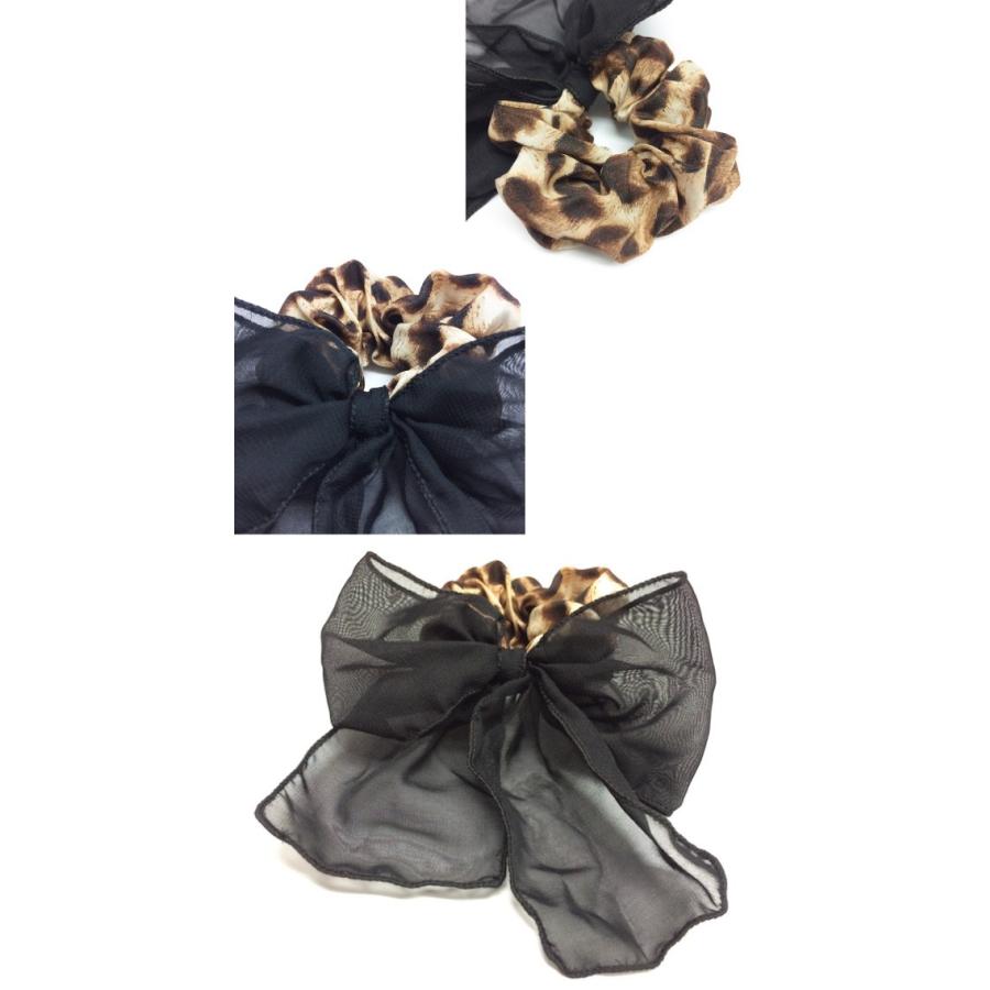 送料無料 シフォン シュシュ ヒョウ柄 レオパード ヘアゴム