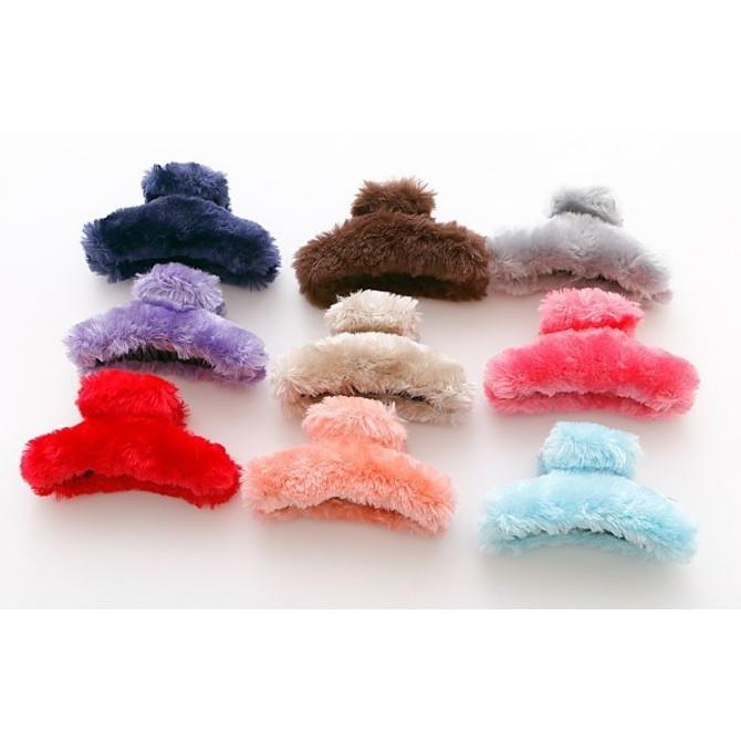 ハンドメイド♡♡ファーバンスクリップ♡Fancyパープルギンガム