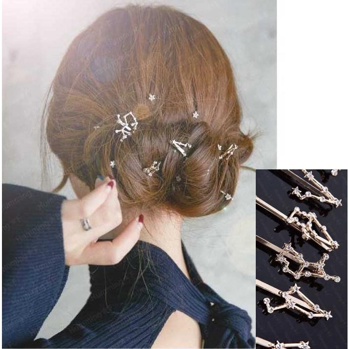 送料無料 12星座 モチーフ ヘアピン 2Pセット 星座 星 誕生日 ヘア