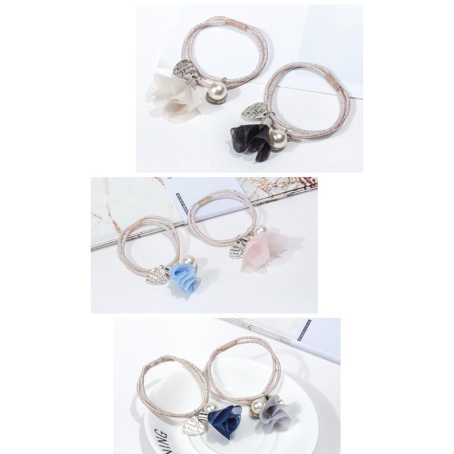 送料無料 フラワータッセル ヘアゴム シフォンフラワー チャーム 髪