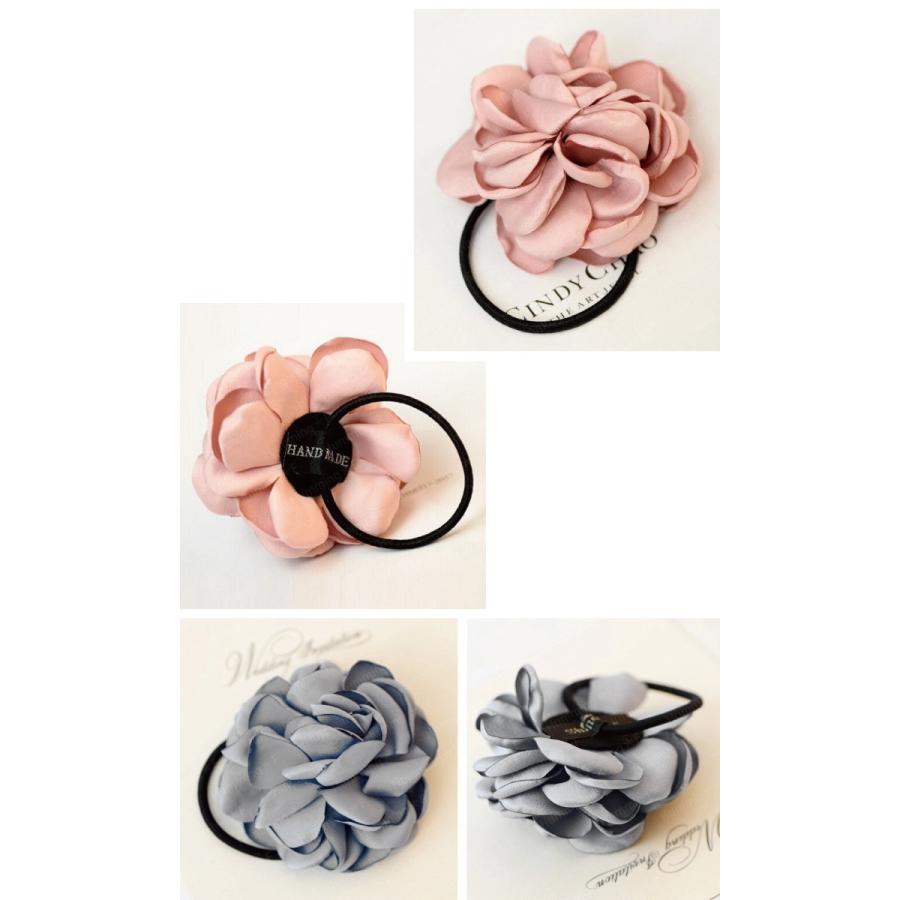 送料無料 ヘアゴム 一輪花 コサージュ フラワー 仕事 シンプル