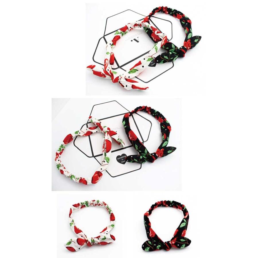 SALE✳︎ハンドメイド✳︎リボンヘアゴム ヘアバンド チェリー