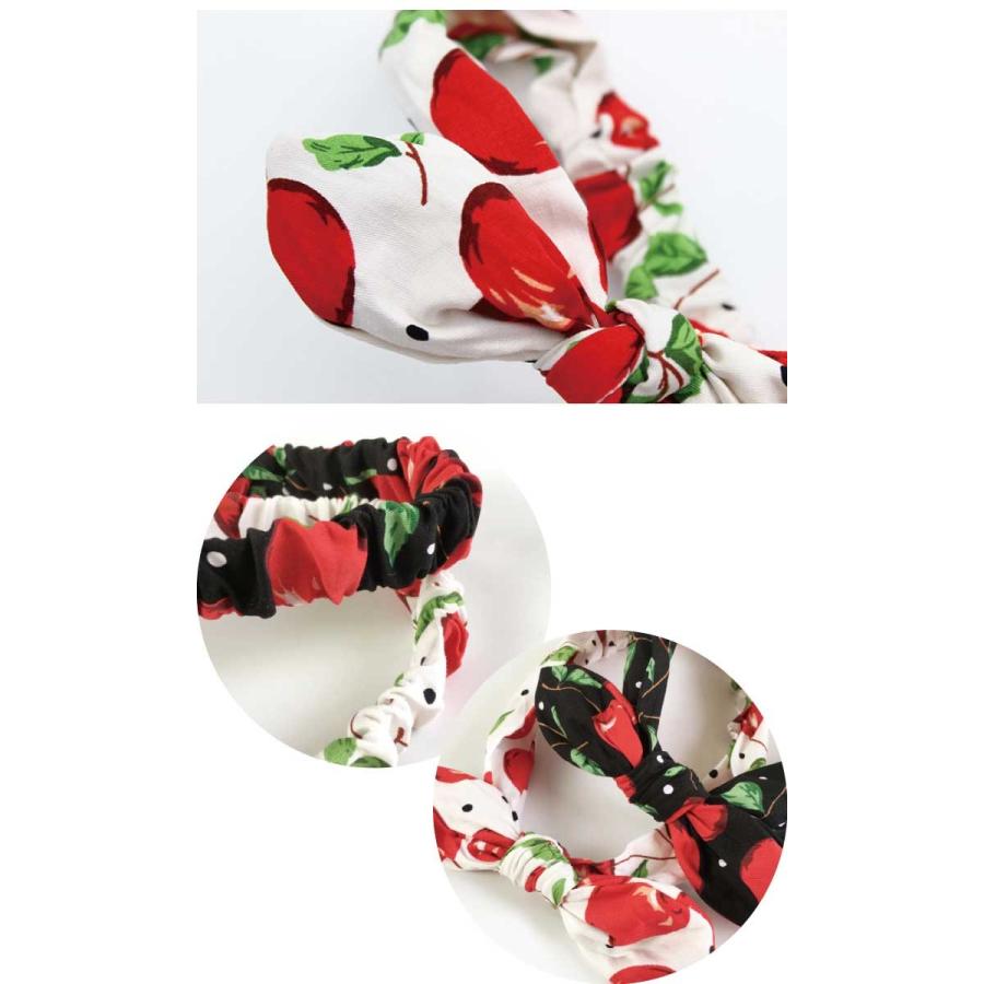 送料無料 3点以上50％オフ 対象商品 さくらんぼ 総柄 ヘアバンド