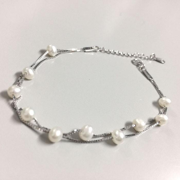 送料無料 パール ブレスレット STERLING SILVER レディース アクセ