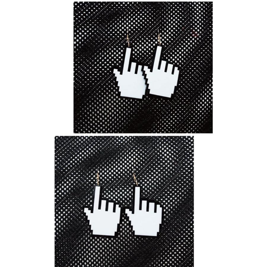 クリックアイコンモチーフ アクリル プレート ピアス 派手 ユニーク コスプレ 原宿 渋谷 インパクト ネオギャル ギャル モノトーン ファンシーアクセのhumming F 通販 Yahoo ショッピング