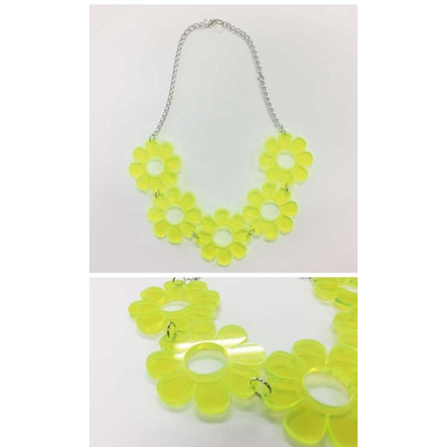 送料無料 フラワー モチーフ アクリル ネックレス チョーカー 派手
