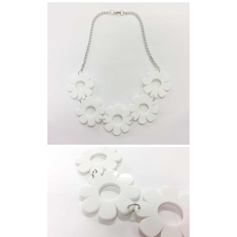 送料無料 フラワー モチーフ アクリル ネックレス チョーカー 派手