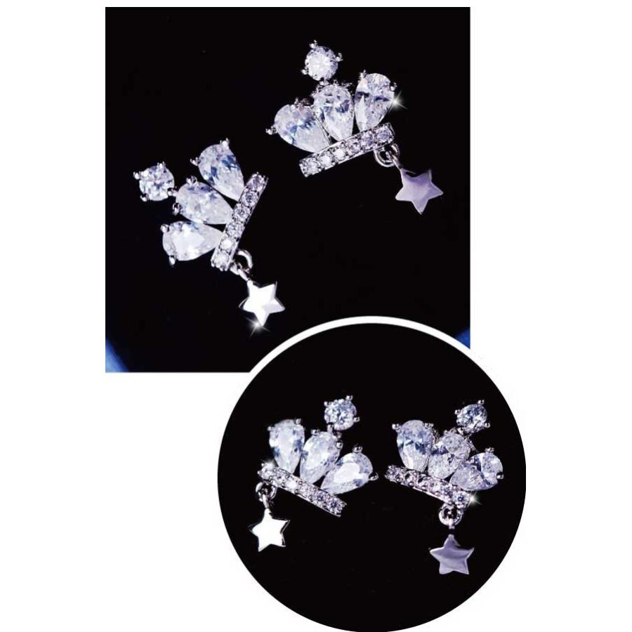 Silver 925 シルバー ポスト クラウン ピアス ジルコン ビジュー 王冠 銀 ニッケルフリー ファンシーアクセのhumming F 通販 Yahoo ショッピング