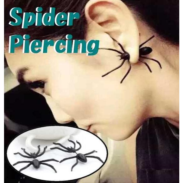送料無料 スパイダー バックキャッチ ピアス クモ 蜘蛛 ユニーク 黒