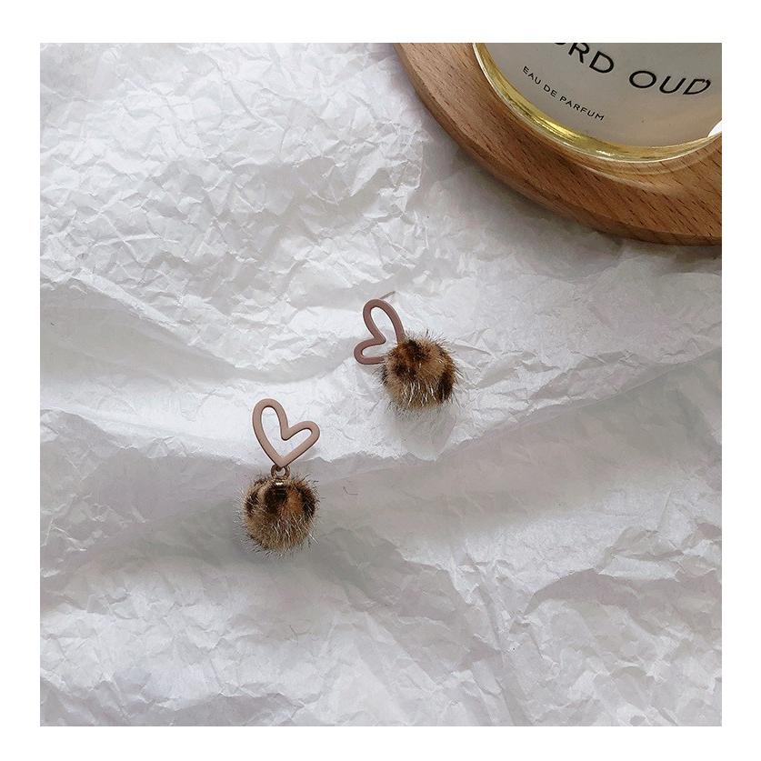 送料無料 ハート ぼんぼん ピアス レオパード アクセサリー イヤリング