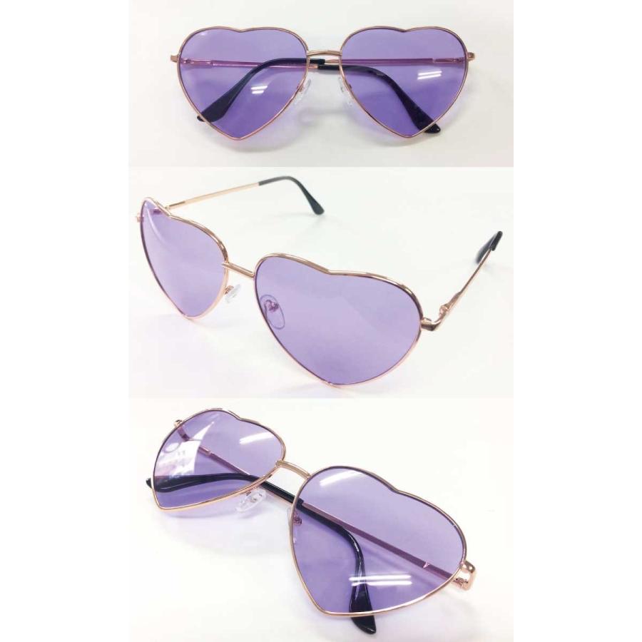 送料無料 訳あり UVカット ハート サングラス ハートフレーム 金縁