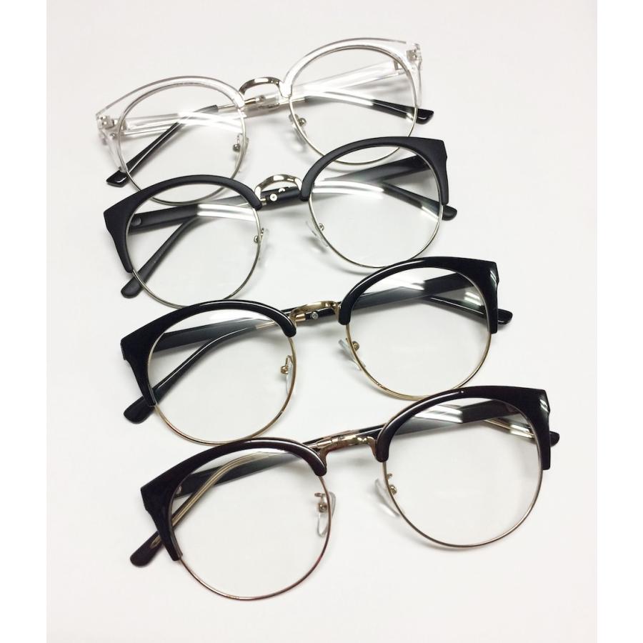 ファッション グラス 伊達メガネ 眼鏡 男女兼用 黒縁 ウェリントン メガネ サークルフレーム ハーフフレーム ラウンドフレーム 861002