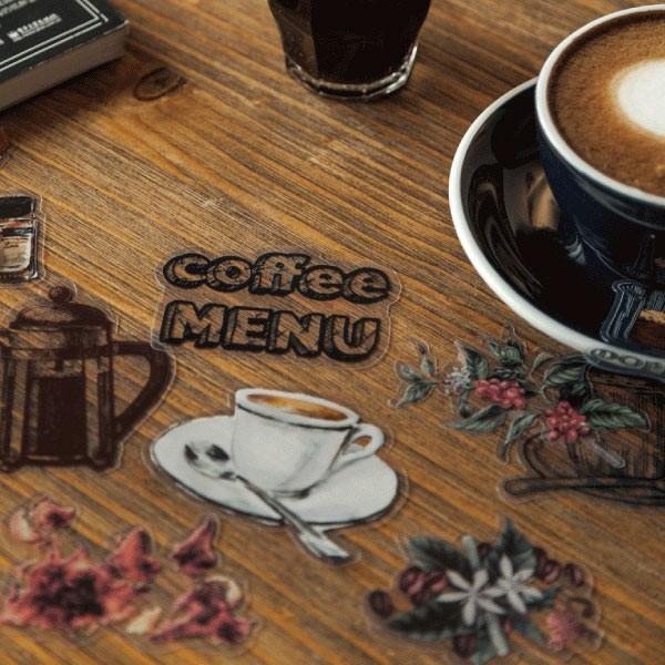 送料無料 フレークシール コーヒー アート ステッカー コラージュ 新作