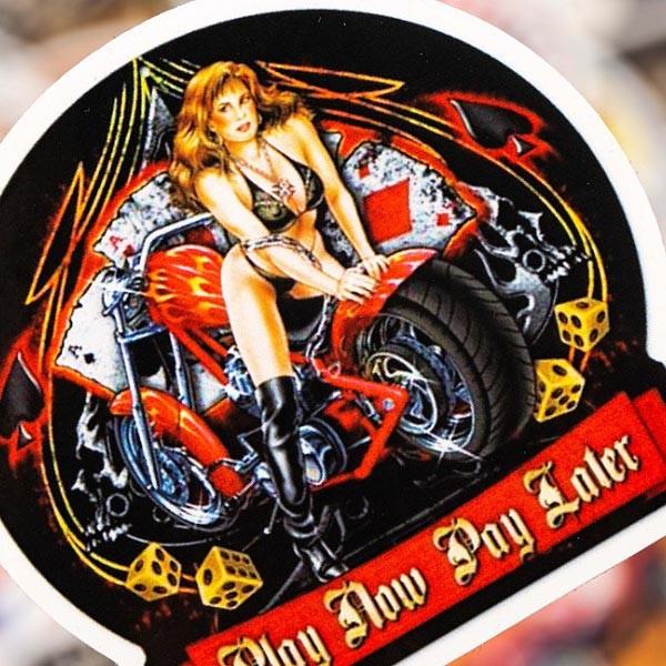 送料無料 ステッカー ガレージ ガール バイカー フレークシール シール