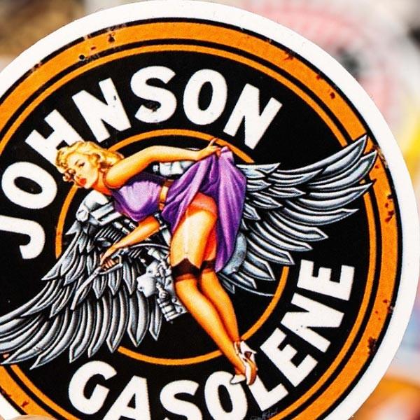 送料無料 ステッカー ガレージ ガール バイカー フレークシール シール