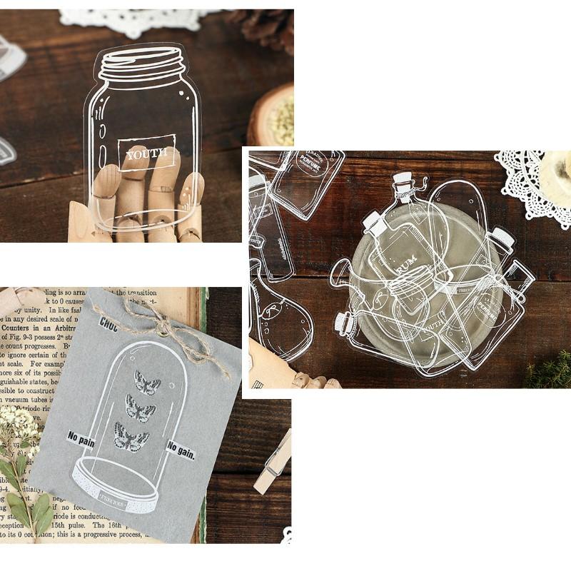 送料無料 透明 ガラス瓶 ステッカー フレーク シール シアー ボトル