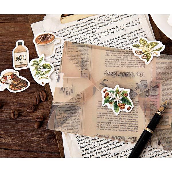 送料無料 フレークシール カフェ シール 喫茶店 ステッカー コラージュ