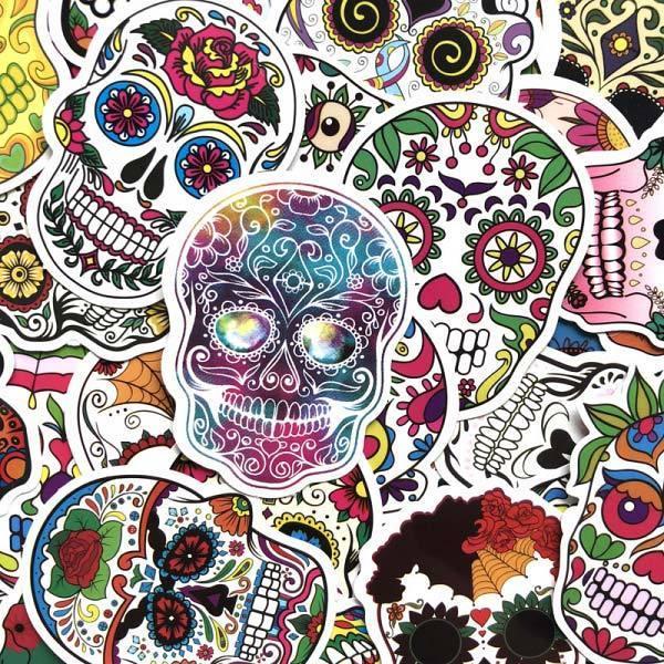 送料無料 ステッカー カラベラ シール メキシカン スカル フレーク