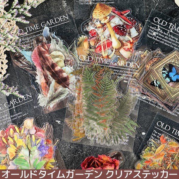 ステッカー オールド タイム ガーデン クリア シール ヴィンテージ 花 本日限定 野草 Pet 蝶 デコレーション 羽根 送料無料 シダ植物