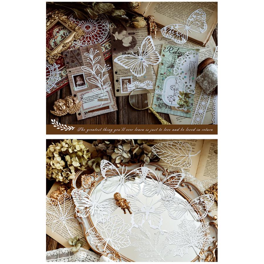 送料無料 ホワイト レース ペーパー コラージュ ラッピング デコ