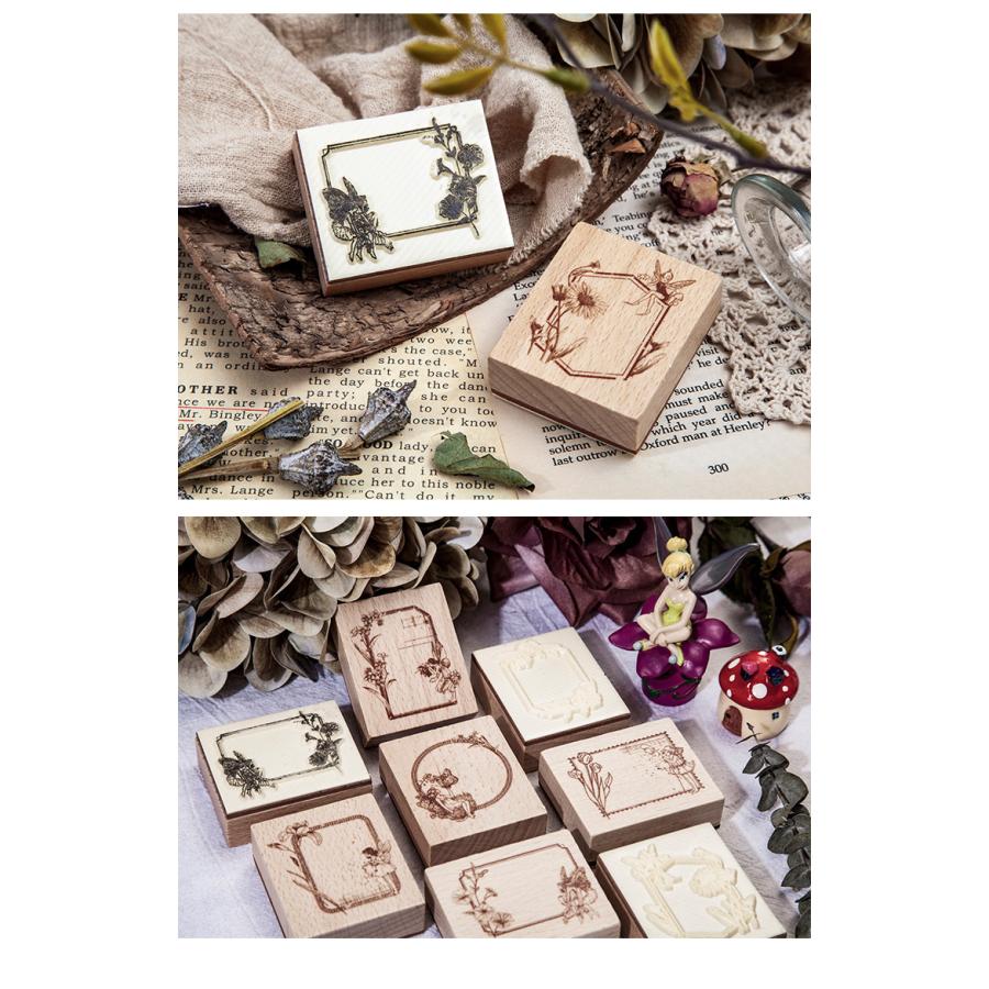 送料無料 アンティーク エルフ フレーム スタンプ フェアリー 植物